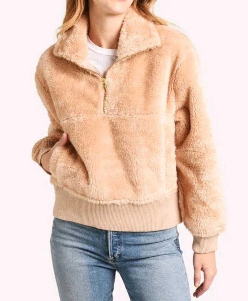 Varley Duray Sherpa Fleece Half Zip Pullover Ribbed Hem Sweatshirt Size S